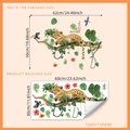 Detail of tropical leopard wall sticker showing received size and finished layout dimensions - Leopard On Branch And Toucan Pattern (MS9019)