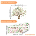 Pink cherry blossom wall decal with birds and green leaves for home decor, 110cm x 94cm - 30*90cm*3pcs