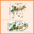Tropical jungle wall stickers featuring leopard and toucan with 57x54cm display size - Sleeping Leopard And Green Leaves Pattern (MS9020)