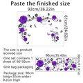 Size chart showing 90x30cm sheet and 92x61cm finished rose wall sticker dimensions - Romantic Purple (MS2327)