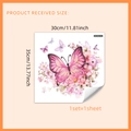 Sticker mural autocollant fleurs roses et papillons pour toilettes de 30x35cm - 30*35cm*1 Feuille (MS7665)
