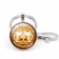 Detail of Oktoberfest keychain featuring beer mugs and German flag on glass pendant - Silver-Oktoberfest Style Two