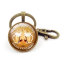 Oktoberfest beer festival keychain with glass dome pendant and bronze lobster clasp - Bronze-Oktoberfest Style Two