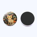 Magnete da frigo in vetro con gatto artistico arancione e retro magnetico nero rotondo - Stile Gatto con Motivo Arancione (JY9601-1)
