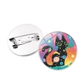 Vista dettagliata della spilla gatto cosmico con motivo celeste e chiusura in metallo sicura - Gatto Spirito Stellato Tema Stelle (JY9621-5)