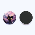 Cartoon starry sky cat fridge magnet with 25mm crystal glass dome and soft magnetic back - Starry Sky Black Cat Style 12(JY9618-12)