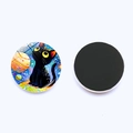 Cartoon starry sky cat crystal glass fridge magnet with magnetic back for home decor - Starry Sky Black Cat Style 11(JY9618-11)