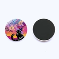 Detail view of crystal glass cat fridge magnets showing starry sky art and magnetic back - Starry Sky Black Cat Style 6(JY9618-6)