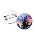 Cartoon starry sky cat brooch with purple wizard hat and metal pin backing - Wizard Hat Black Cat Starry Sky (JY9621-3)