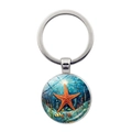 Llavero de aleación de plata con colgante de vidrio, estrella de mar naranja y peces tropicales - Patrón de Estrella de Mar (JY9606-3)