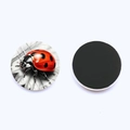 Ladybug glass fridge magnet with round soft magnetic back for whiteboard decor - Black and White Leaf Ladybug Style (JY9609-1)