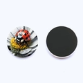 Ladybug on daisy 25mm round glass fridge magnet with flexible black soft magnetic back - Daisy and Ladybug Style (JY9609-4)