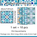 Set de 10 adhesivos para azulejos azules mediterráneos, 20x20cm para decoración de cocina - 20*20cm
