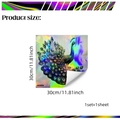 30x30cm holographic laser peacock wall sticker with gradient color changing effect - Peacock Spreading Feathers Style (LS13526-KN) / 30x30cm