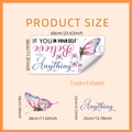 Detail view of purple butterfly wall stickers with motivational English quote decals - Butterfly Inspirational Quote Style (MS2503)