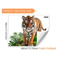 Realistic tiger and tropical plants glass window sticker, 30x40cm home decor static cling - 30*40cm*1 Sheet