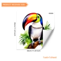 Creative 30cm tropical toucan glass sticker with green leaves and double-sided visual - 30x30cm (1 Sheet)