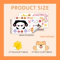 Detail view of a 3-sheet cute animal height chart wall sticker set measuring 30x60 cm - Stacking Shiba Inu (BM3065) / 30x60cm x 3 Sheets