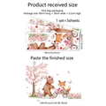 Adesivi murali cartoni animati fiori di ciliegio con orso e volpe per cameretta bambini - 30x90cmx3 Fogli (MS3229)