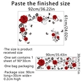 Detail showing red rose vine butterfly wall sticker dimensions and layout diagram - Flame Red (MS2208)