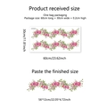 Pink rose floral wall sticker with green leaves and dimensions for home decor - 30*60cm(MS3232)