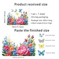 Double-sided peony flower and butterfly window stickers with product dimensions guide - Multicolor Floral Butterfly Style (DJ7034)