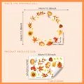Detailed size chart showing dimensions of autumn leaf and sunflower wall stickers - Autumn Harvest Pumpkin Maple Leaf Style (MS8722)
