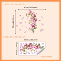 Pink floral wall decals with hummingbirds and butterflies DIY mirrored wall art stickers - Pink Morning Glory Butterfly Hummingbird Style (MS9255)