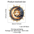 Detailed size guide for celestial sun and moon window sticker measuring 30x30cm - Retro Sun and Moon Pattern (DJ3076-YJ)