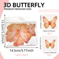 Set of 12 pink 3D butterflies with gold edges for wall decoration in two sizes - 12 Pcs Set (13*14.5cm) / Pink Gold Edge