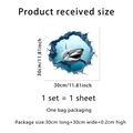 3D oceaan haai muursticker voor badkamer decor met realistisch gebroken muur effect - 30x30cm