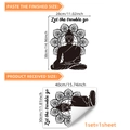 Sticker mural fleur de mandala avec silhouette bouddhiste et texte de motivation - Style Slogan Bouddha Mandala (MS9033-YJ)