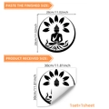 Size chart showing Buddha wall sticker sheet size and final 28cm product dimensions - Style MS9034