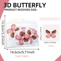 Set of 12 pink 3D butterfly wall stickers with bohemian moon and star patterns - Pink Moon Star Bohemian Style (PY3050-YL) / 12 Pcs/Set