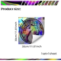 Holographic unicorn round wall sticker 30x30cm featuring colorful laser material design - 30cm x 30cm