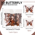 Set di 12 farfalle 3D decorative marroni con dimensioni di 8 cm e 10 cm per pareti - 12 Pezzi Retro Marrone Arancione
