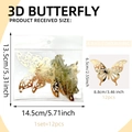 3D Goldene hohle Schmetterling Wandaufkleber Set mit 12 Stück und Größenangaben im Detail - Gold Hohl Stil (PJ3023-YL)