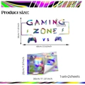 Laser holographic Gaming Zone wall decal with colorful controller icons and lightning - 20*30cm*2 Sheets