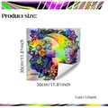 Laser holographic wall sticker with moon, sun, and female silhouette design 30x30cm - 30x30cm