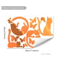 Luminous orange cat and butterfly wall stickers measuring 29cm x 20cm for DIY home decor - Cat Butterfly LOVE Style (YXC12005-YX)