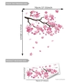 Pink cherry blossom branch wall decals set with flower petals for bedroom decoration - 25*70cm (2 Pcs) / Pink
