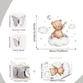 Adesivi murali orsetto luna con farfalle 3D e dimensioni dettagliate per camera dei bambini - 30*45cm Con Farfalle 3D