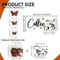 Coffee cup wall stickers with 12 pieces of 3D textured butterfly home wall decor - 30x40cm Sticker (1 Sheet) + 3D Butterflies (12 Pcs)