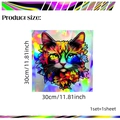 30x30cm Holografischer Katzen Wandaufkleber mit Regenbogen Laser Farbverlaufseffekt - Bunter Katzenkopf / 30x30cm