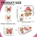 Adesivi murali riccio scoiattolo con 12 farfalle 3D rosa e bordi dorati eleganti - 30x45cm (1 foglio) + 12 pezzi farfalle 3D