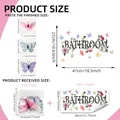 Adesivi murali bagno con farfalle 3D colorate e scritte guida alle dimensioni 47x27cm - Adesivo 20*40cm + 6 Farfalle