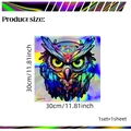 30x30cm holographic owl wall sticker with laser gradient effect and vibrant colors - 30*30cm*1 Sheet