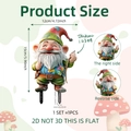 Piquet de jardin gnome 2D avec chapeau rouge et chemise à fleurs pour extérieur - Piquet Nain Jardinier (DC11009)