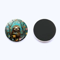 Cartoon sloth crystal glass fridge magnet with 25mm round magnetic backing set - Floral Jungle Sloth (JY9612-6)