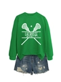 Flachbild-Ansicht von neongrünem Lacrosse Mom Sweatshirt mit weißen Prints und Jeans - S / Grasgrün (Weiße Schrift)